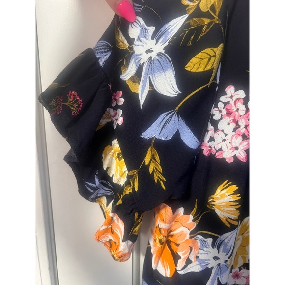 LOFT Women's Floral Print Ruffle Sleeve Blouse Top - Picture 4 of 7